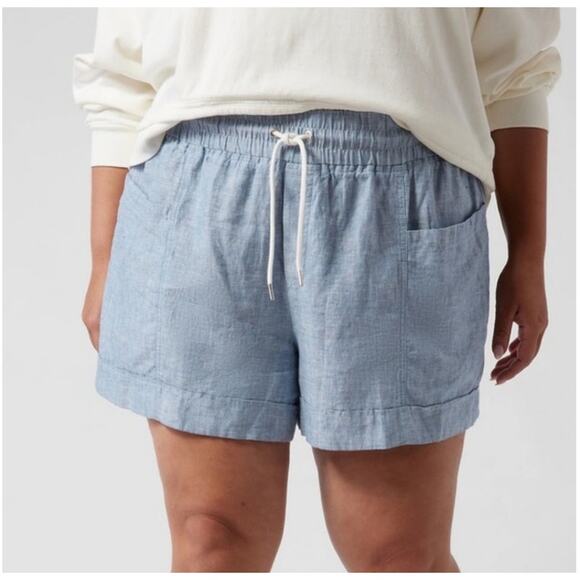 Athleta Cabo Linen 4" Pockets Shorts US Women's 24 Plus - Picture 1 of 7